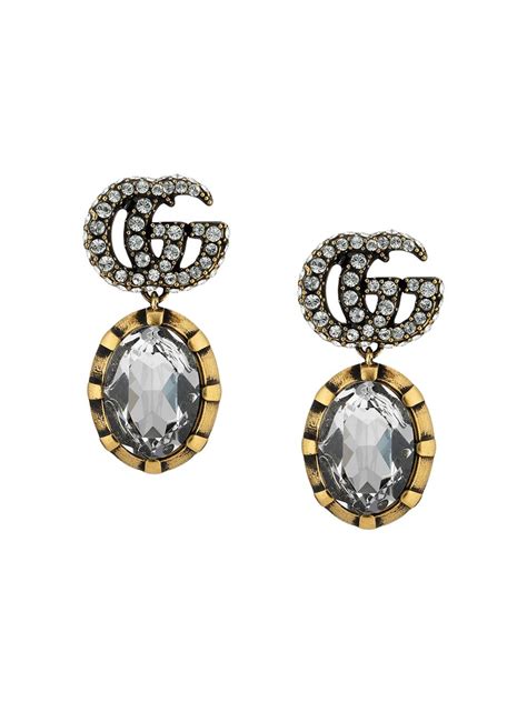 gucci gg crystal drop earrings|gucci orecchini earrings.